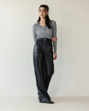 WIDE-LEG FAUX LEATHER PANTS