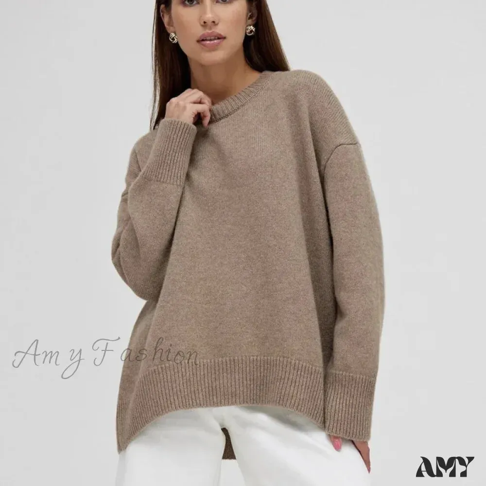 Winter Warm Thick Knit Solid Black Soft Pullover Loose Korean Autumn Women Coat O Neck Sweater