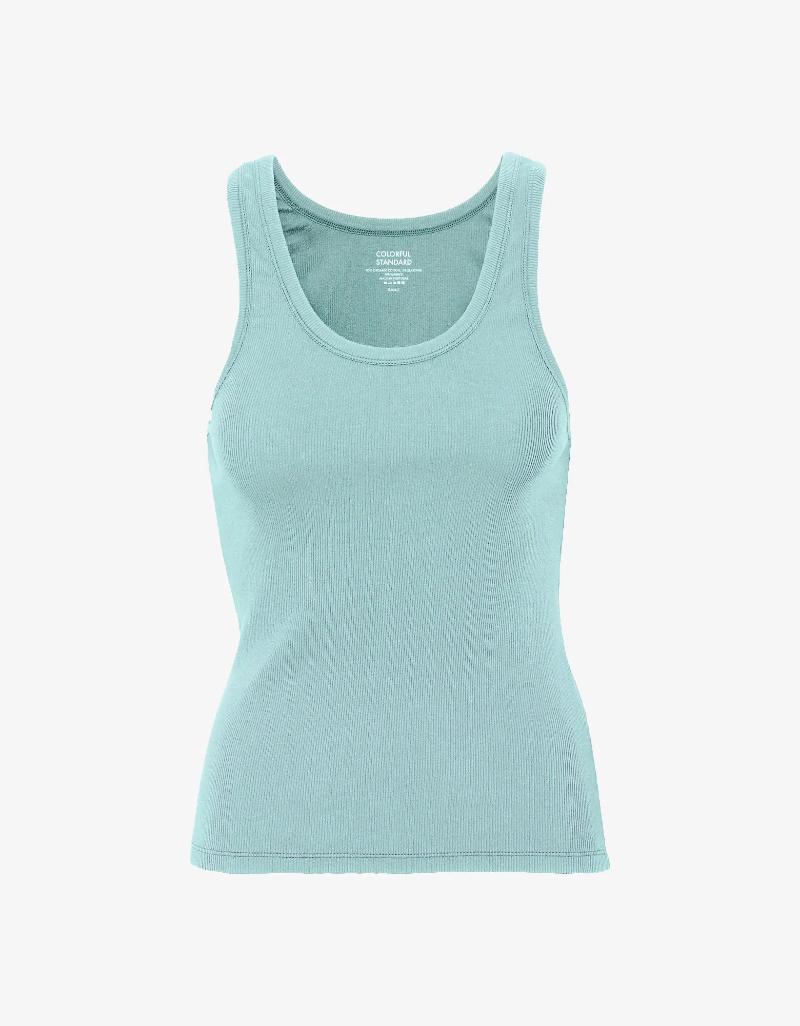 Women Organic Rib Tank Top - Teal Blue