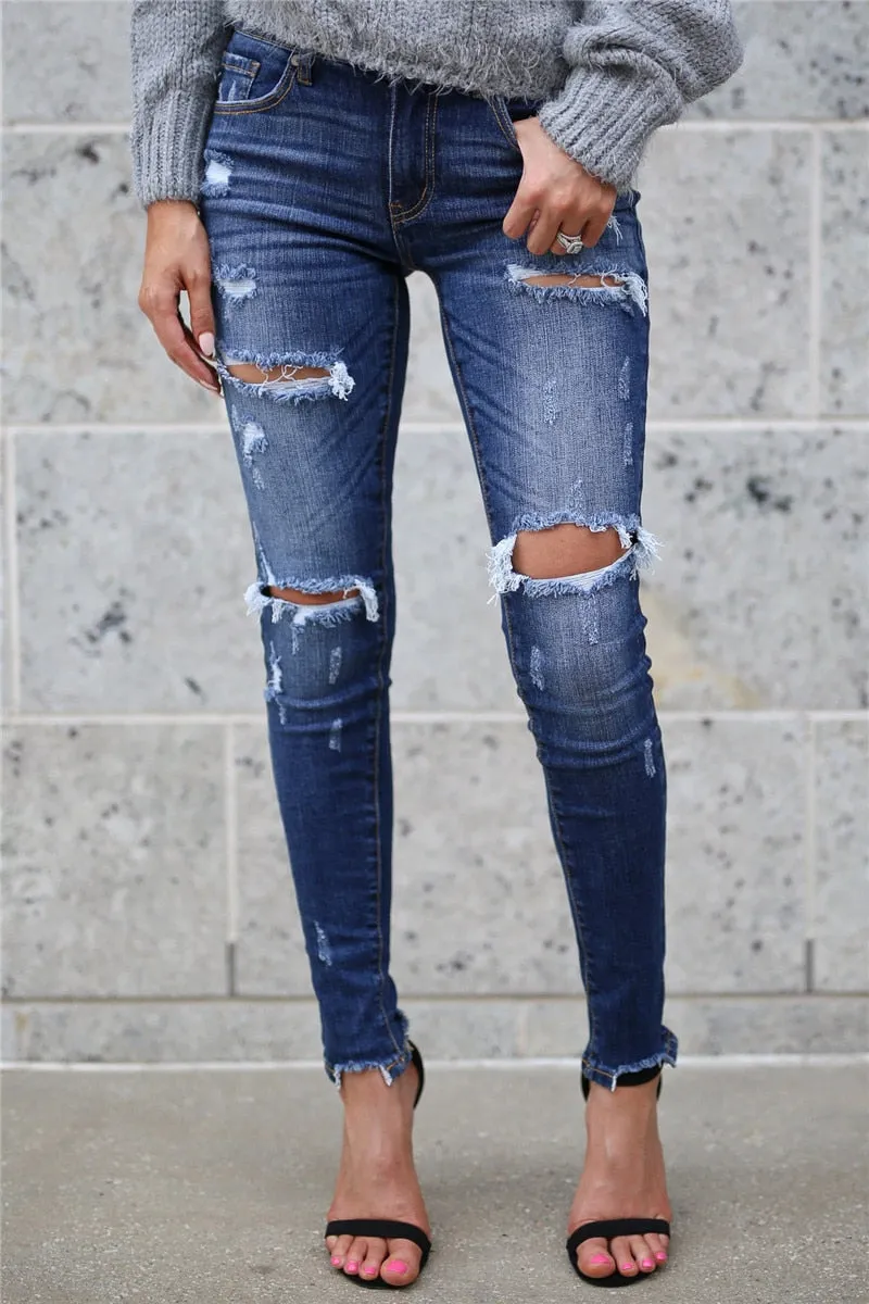 Women Ripped Denim Jeans