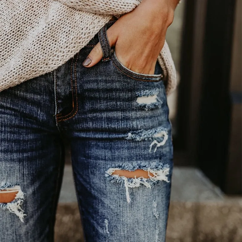 Women Ripped Denim Jeans