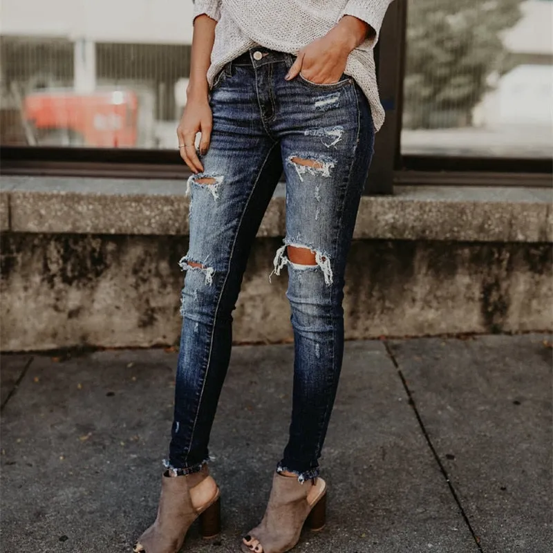 Women Ripped Denim Jeans