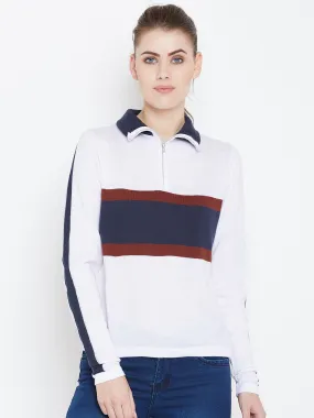 Womens Colourblock White/Ec Navy Sweaters