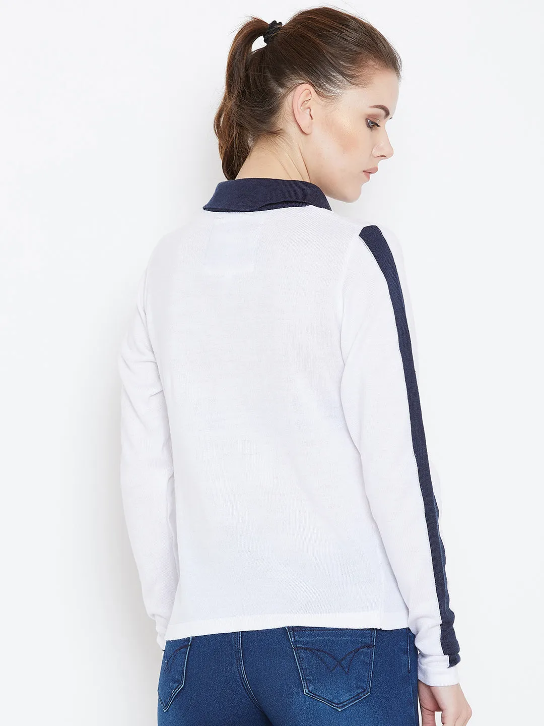 Womens Colourblock White/Ec Navy Sweaters