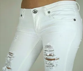 Women's Cotton Ripped Skinny Denim Pants