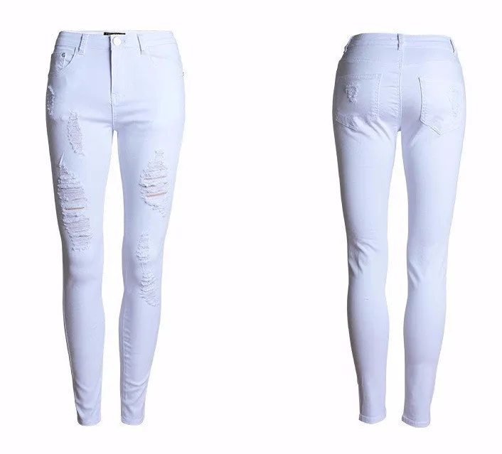 Women's Cotton Ripped Skinny Denim Pants