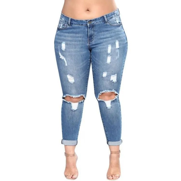 Women's Plus Size Pants - Ripped Jeans